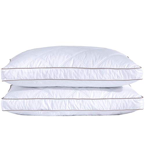 puredown Gối lông ngỗng tự nhiên dùng để ngủ Vỏ gối cotton chống thấm nước cỡ Queen Bộ 2 chiếc